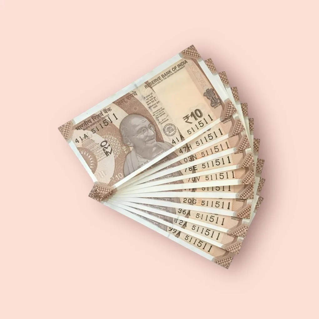 Rs 10/- India Bank Note Semi Fancy 10 Note Same Number Set 511511 Unique and Rare