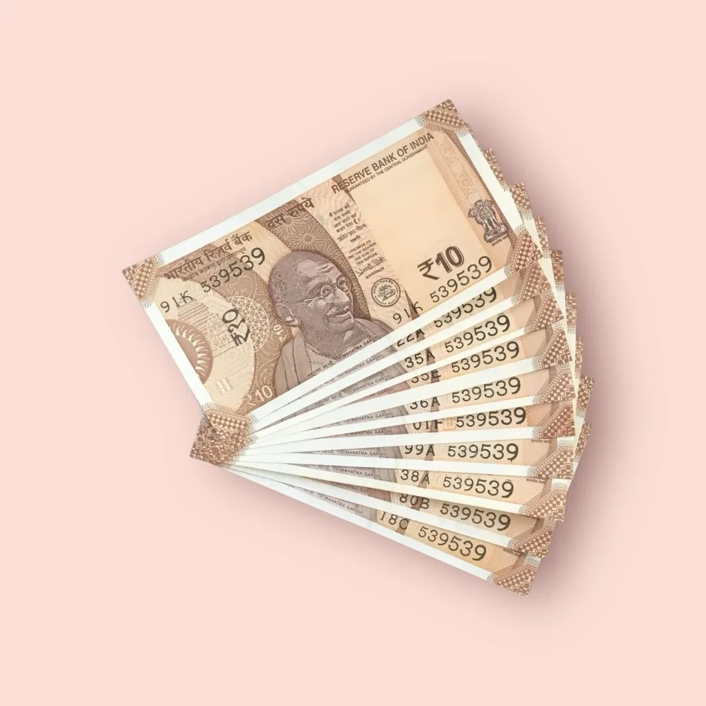 Rs 10 India Banknote Double Repeater Semi Solid Set 539539 Gem Unc Unique and Rare