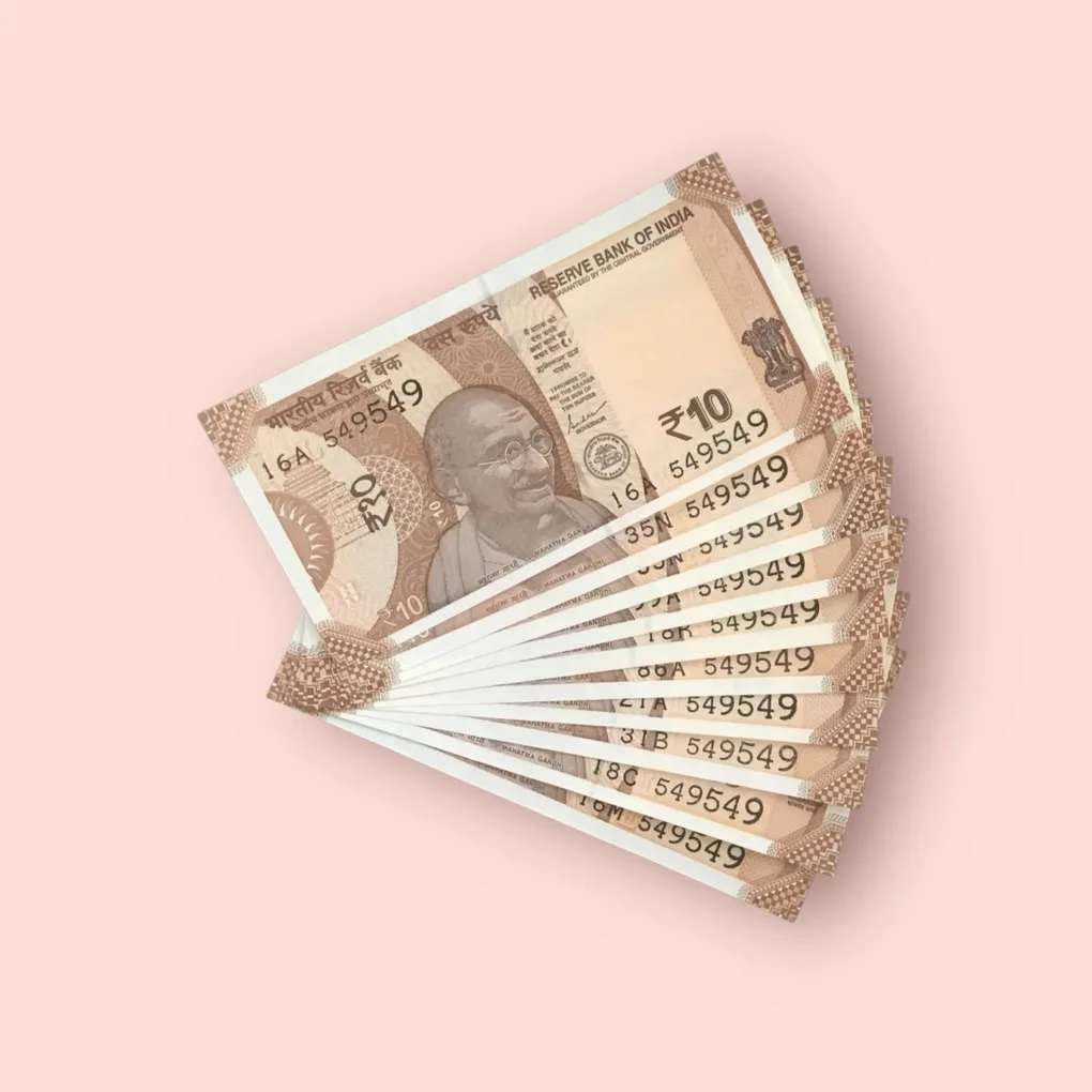 Rs 10 India Banknote Double Repeater Semi Solid Set 549549 Gem Unc Unique and Rare