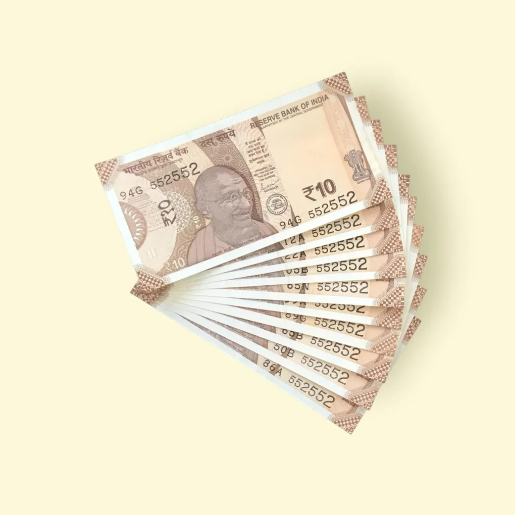 Rs 10 India Banknote Double Repeater Semi Solid Set 552552 Gem Unc Unique and Rare