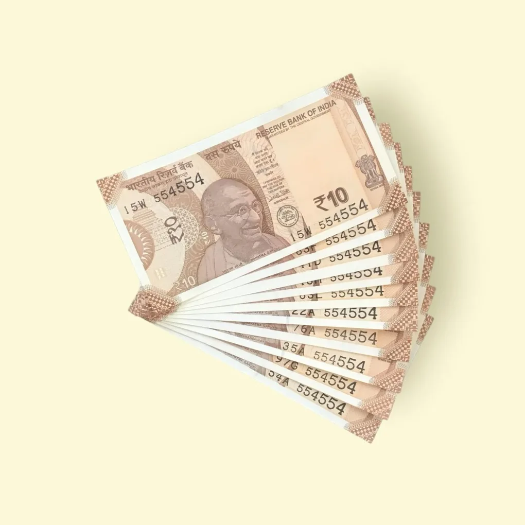 Rs 10 India Banknote Double Repeater Semi Solid Set 554554 Gem Unc Unique and Rare