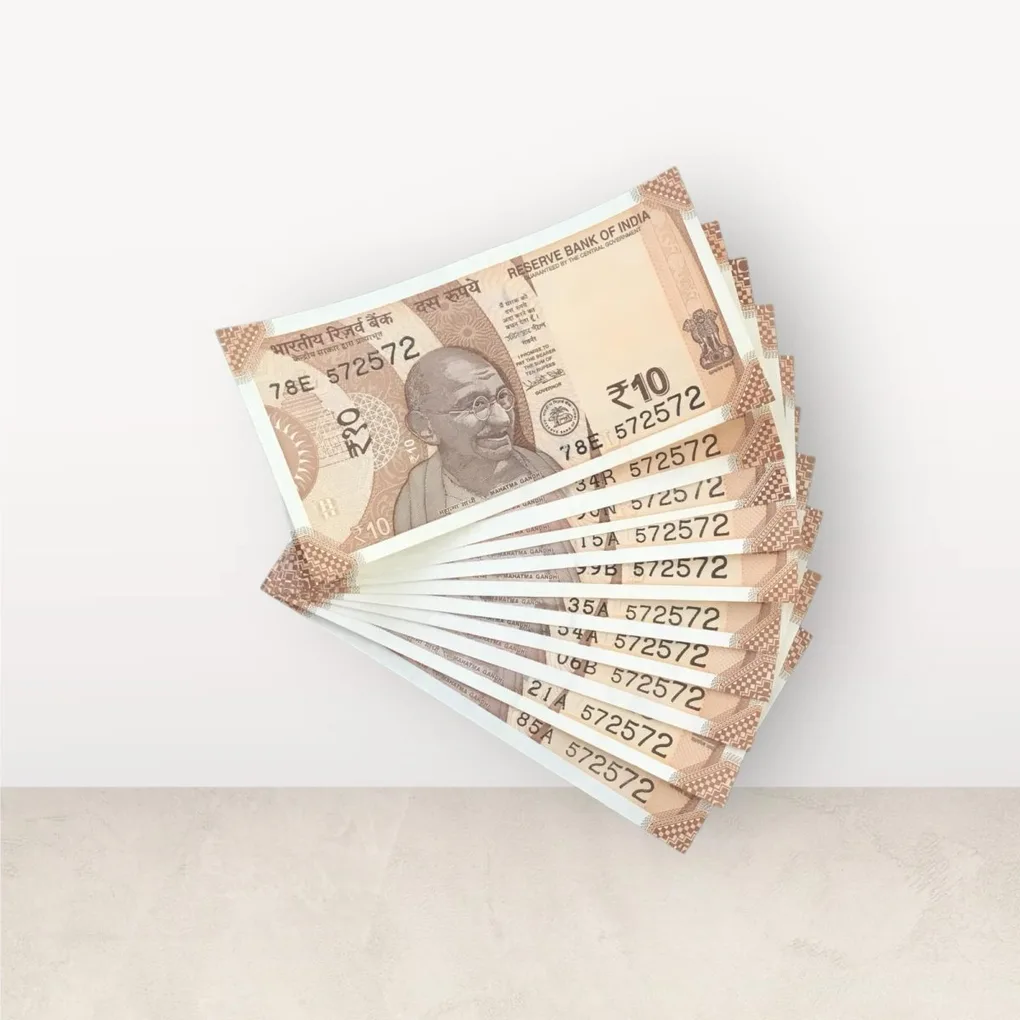 Rs 10 India Banknote Double Repeater Semi Solid Set 572572 Gem Unc Unique and Rare