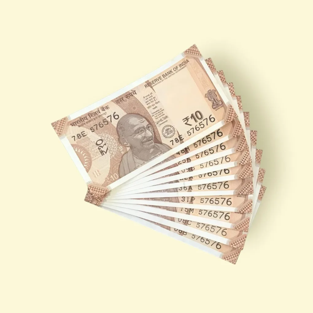 Rs 10 India Banknote Double Repeater Semi Solid Set 576576 Gem Unc Unique and Rare