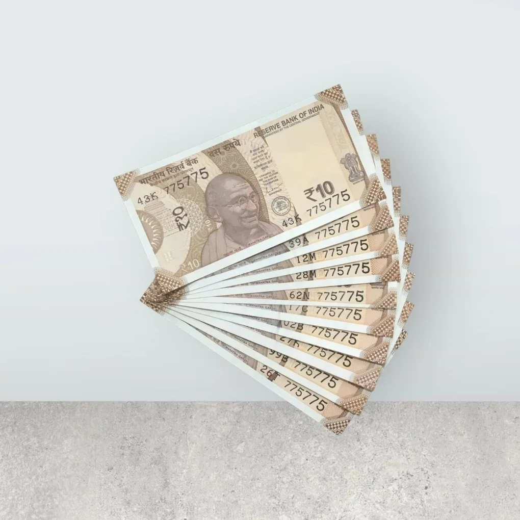Rs 10 India Banknote Same Number 775775 Repeater 10 note Set Latest Issue Unique and Rare