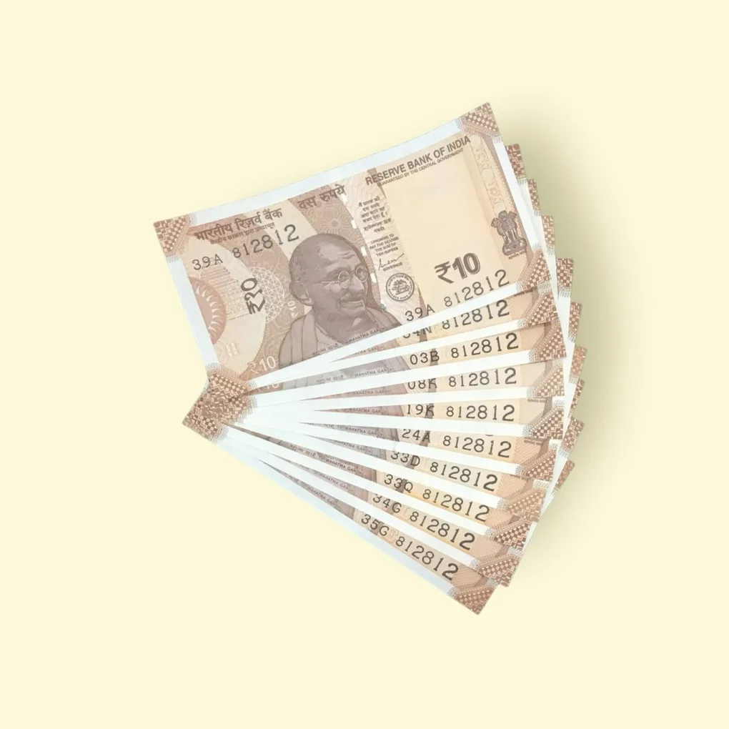 Rs 10/- India Bank Note 10 Note Same Number Set 812812 GEM UNC
