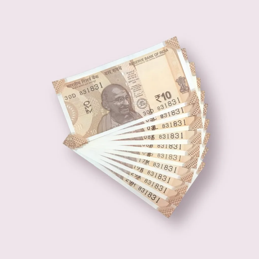 R 10 India Banknote Semi Fancy 10 Note Set Number 831831 Gem Unc Unique and Rare