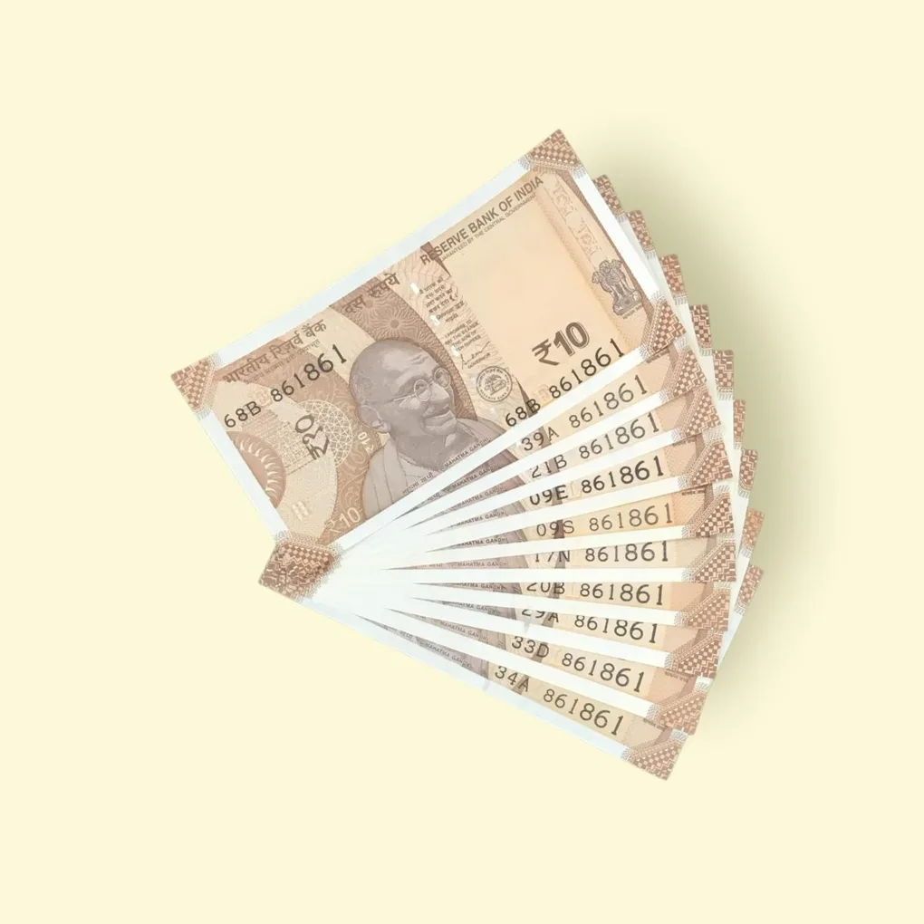 Rs 10/- India Bank Note 10 Note Same Number Set 861861 GEM UNC