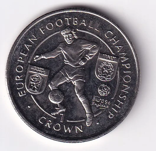 United Kingdom, Isle of Man 1 Crown 1996 - Elizabeth II European Football Championship Czech Republic Italy rare commemorative GEM UNC Coin #M-78