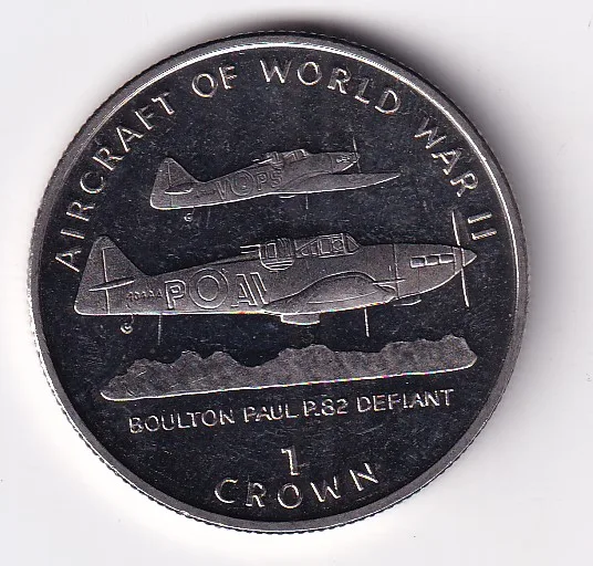United Kingdom,Isle of Man 1 Crown 1995 - Elizabeth II Boulton Paul P.82 Defiant rare Commemorative GEM UNC Coin #M-93
