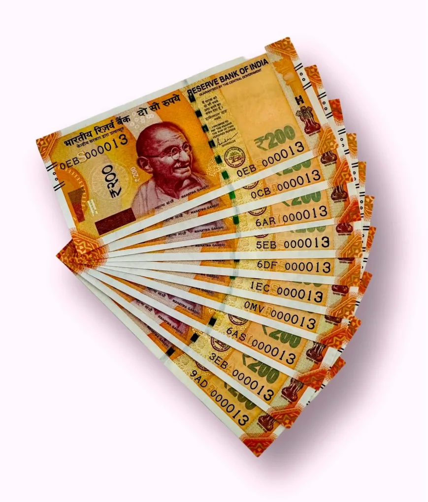 Rs 200 India Banknote 10 Note Same Number Set 000013 GEM UNC