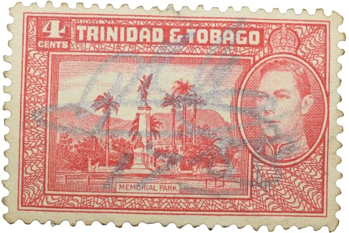 Postal Stamp of Trinidad & Tobago of George VI - 4 Cents Red Colour - Memorial Park Used Condition as per Image.