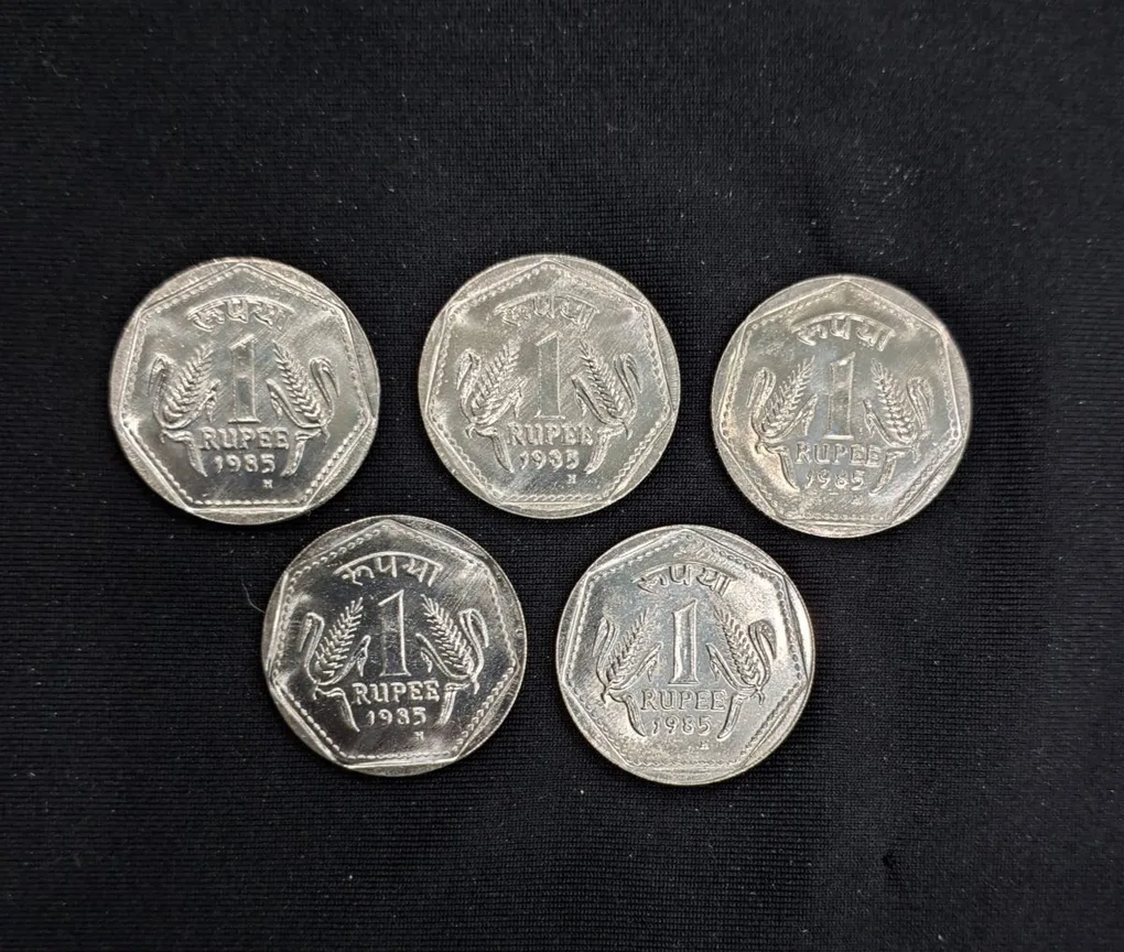 1 Rupee 1985 H Mint MARK BUNC Condition BEST Condition Coin 5 Coin Set