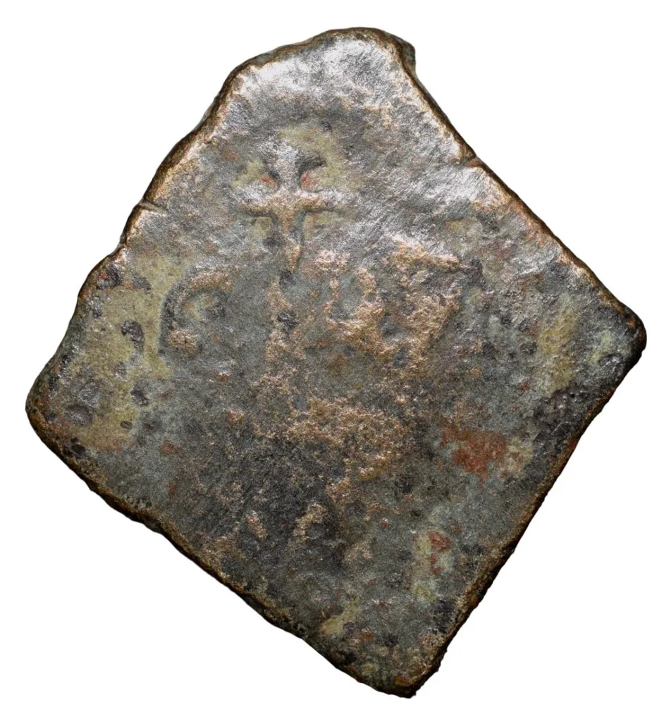 Copper Coin of Mahasenapati of Andhra Region (2nd - 1st Cen. BC) with Spear & Thunderarm Very Rare