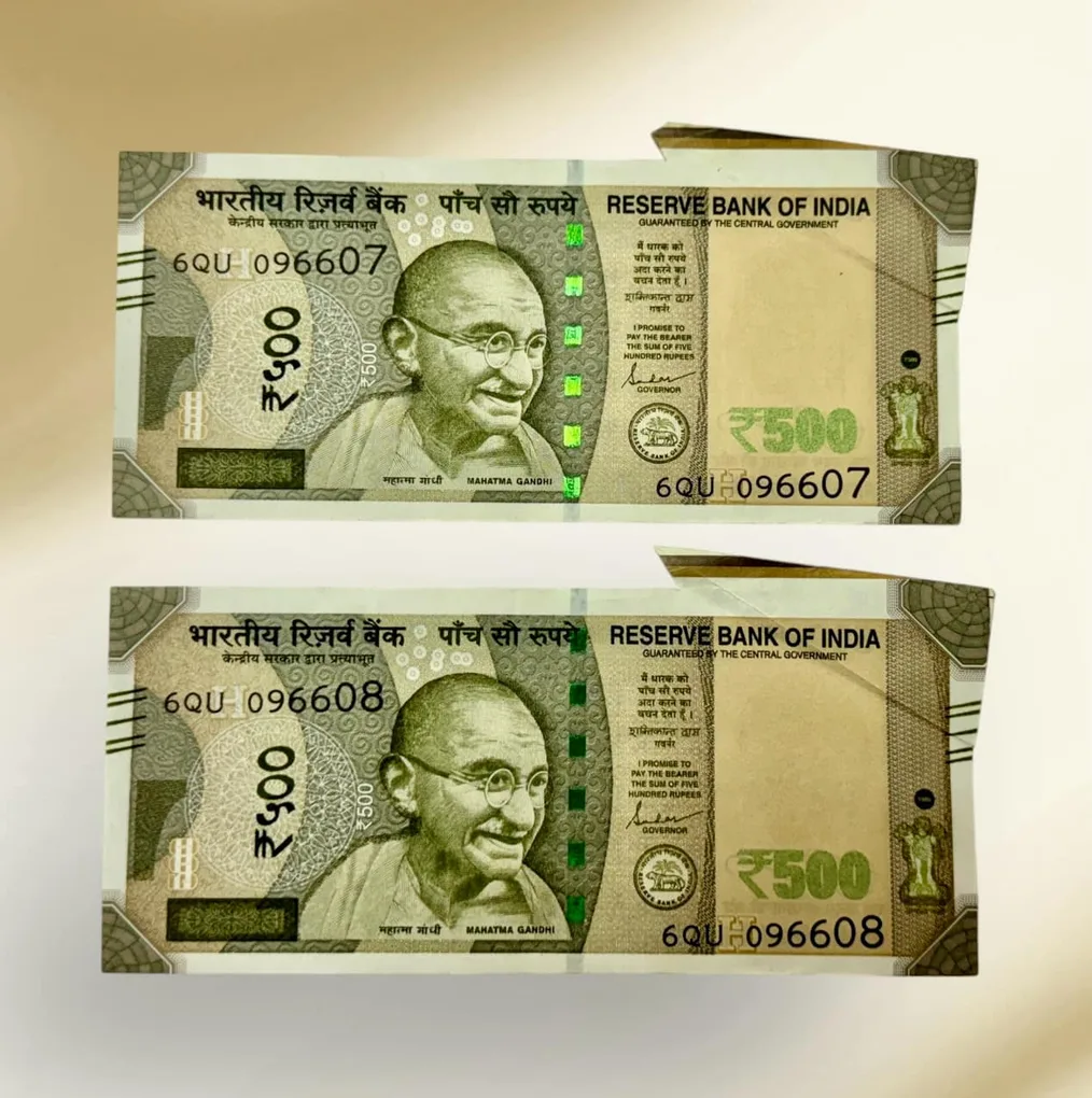 Rs 500/- India Banknote Serial Error Extra Paper Unique and Rare