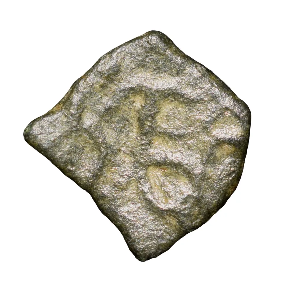 Copper Coin of Rashatrakutas Series ? (5th - 7th Cen. AD) with Bull Right/Brahmi Legends