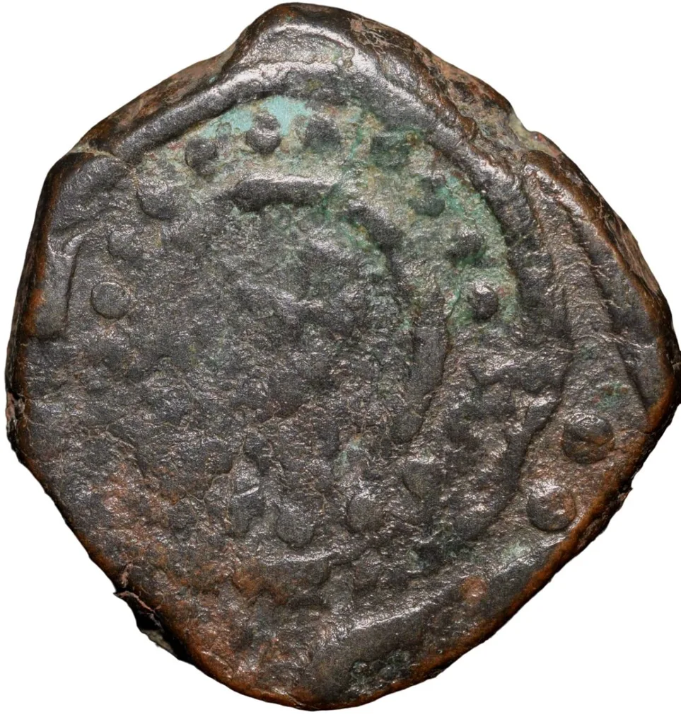Copper Paisa of Dhar State(17th - 18th Cen. AD) Anonymous Type Jhar, Scimitar & Trishul/Dotted Circle Rare