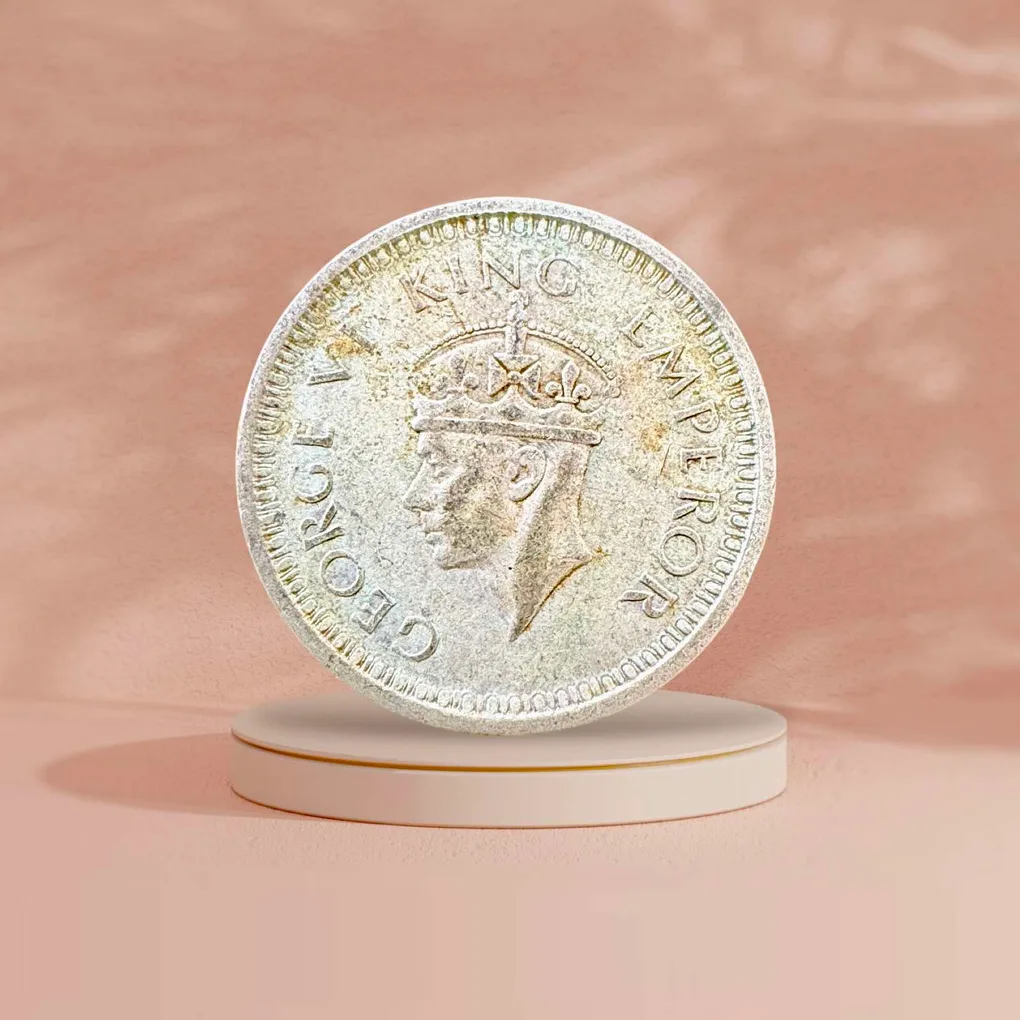 One Rupee Half Silver 1944 King George VI Issue Lahore Mint Unique and Rare