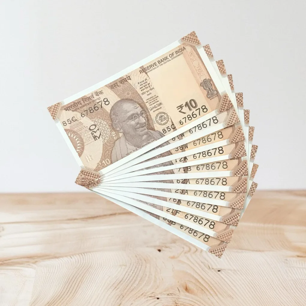 Rs 10/- India Bank Note Semi Fancy 10 Note Same Number Set 678678 Unique and Rare
