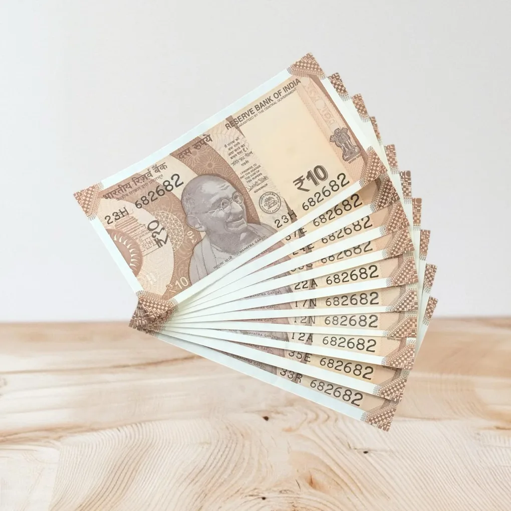 Rs 10/- India Bank Note Semi Fancy 10 Note Same Number Set 682682 Unique and Rare