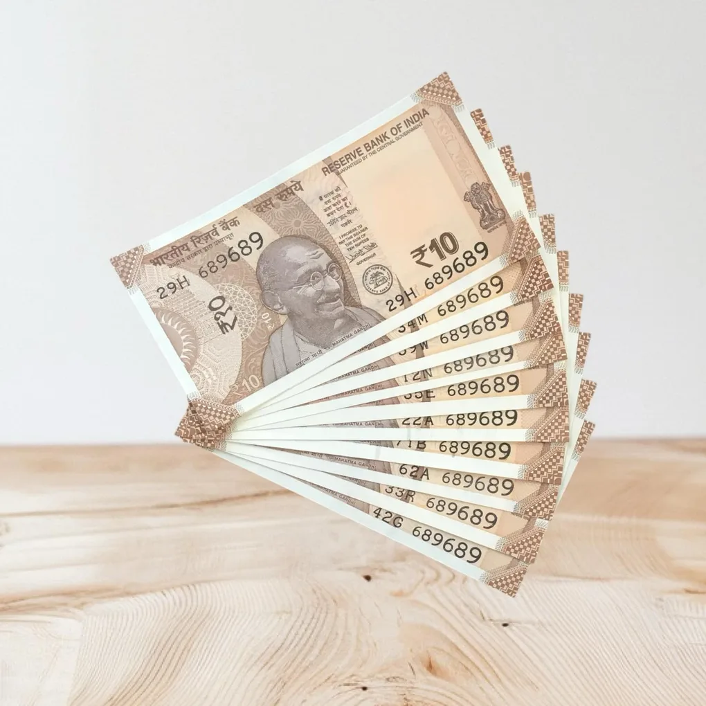 Rs 10/- India Bank Note Semi Fancy 10 Note Same Number Set 689689 Unique and Rare