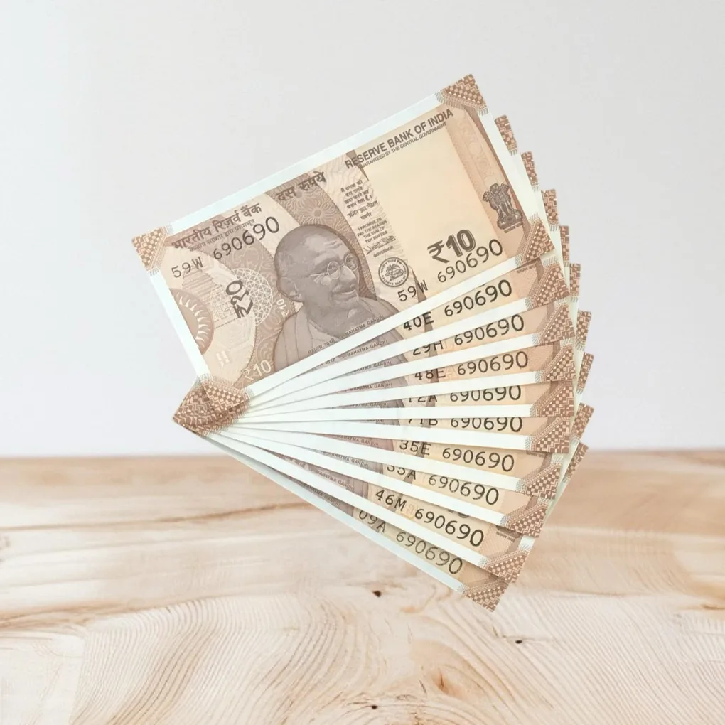 Rs 10/- India Bank Note Semi Fancy 10 Note Same Number Set 690690 Unique and Rare