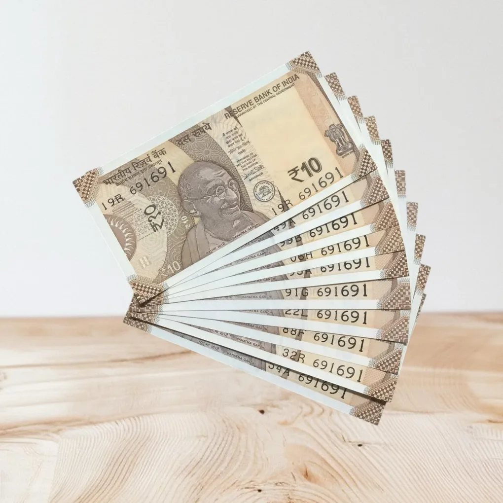 Rs 10/- India Bank Note Semi Fancy 10 Note Same Number Set 691691 Unique and Rare