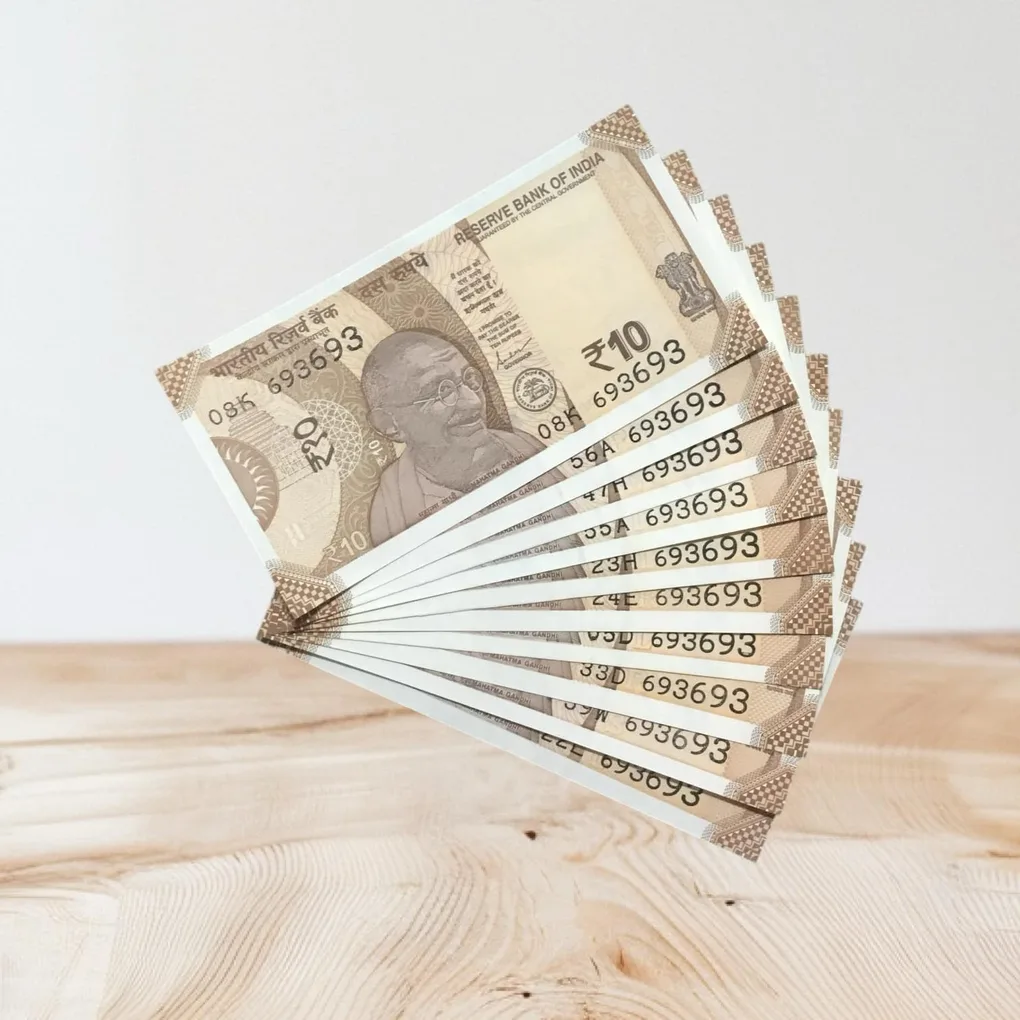 Rs 10/- India Bank Note Semi Fancy 10 Note Same Number Set 693693 Unique and Rare