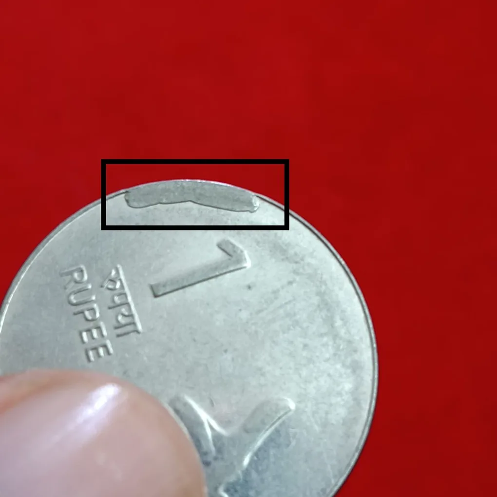 One Rs Mudra Issue Extra Metal Coin Rare Error 2009 Year Noida