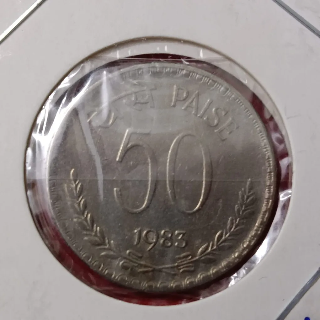 Fifty Paise Rare Coin 1983 Calcutta Mint Unc Condition