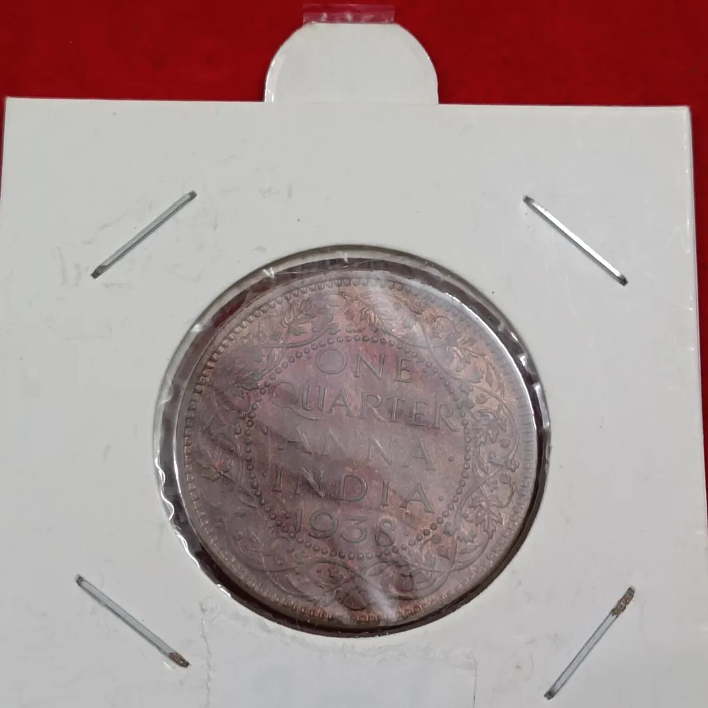 George VI One Quarter Anna Rare Coin Gem Unc Condition 1938 Year Calcutta Mint