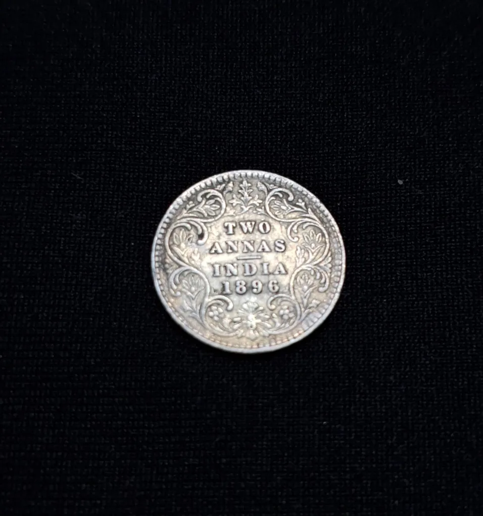 Rare 2 Anna 1896 Victoria Queen Silver Coin