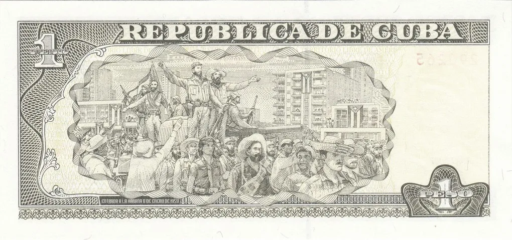 1 Peso of Cuba Country (AD 2010) with Portrait of Jose Marti/Illustration of Fidel Castro and victory parade