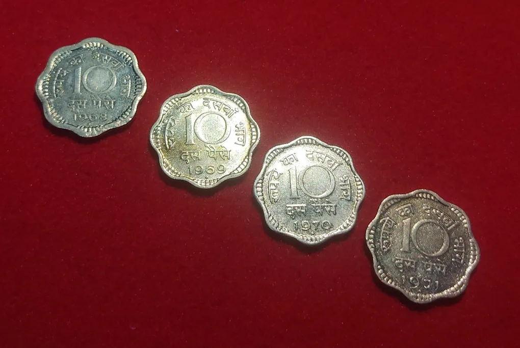 10 Paisa 1968 -1971 Four Coin LOAT BUNC Condition