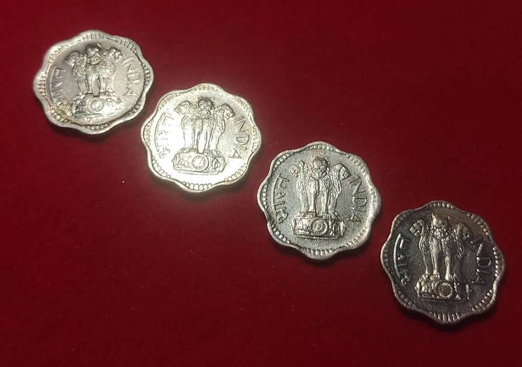 10 Paisa 1968 -1971 Four Coin LOAT BUNC Condition