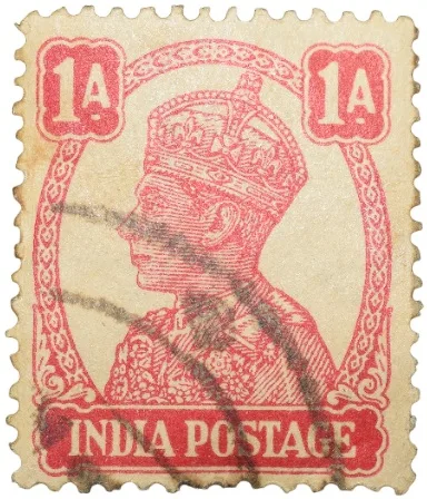 Postal Stamp of George VI 1 Anna Red Colour - Used Condition as per Image.