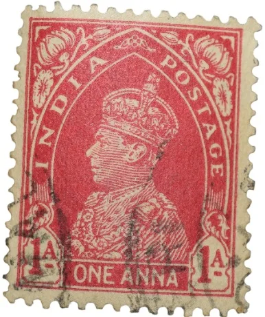 Postal Stamp of George VI 1 Anna Red Colour - Used Condition as per Image.