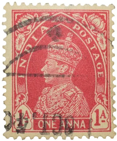 Postal Stamp of George VI 1 Anna Red Colour - Used Condition as per Image.