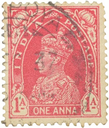 Postal Stamp of George VI 1 Anna Red Colour - Used Condition as per Image.