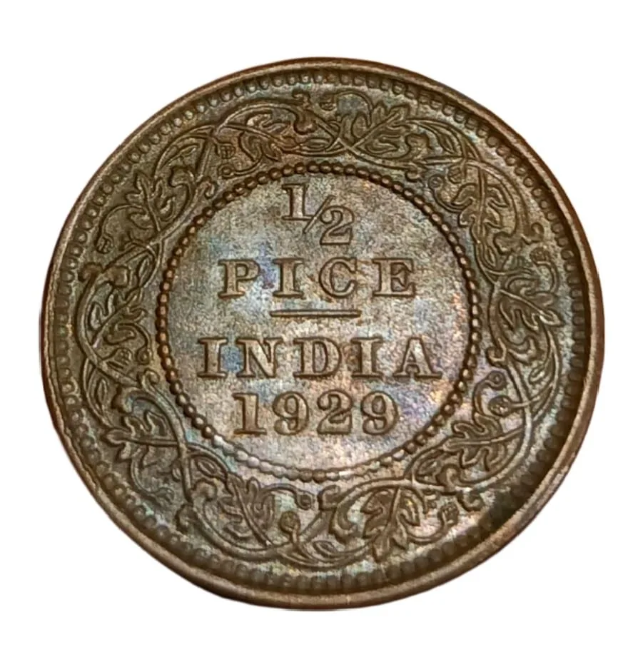 British India Copper 1/2 Pice Year 1929 King George-V High Collectable Grade.
