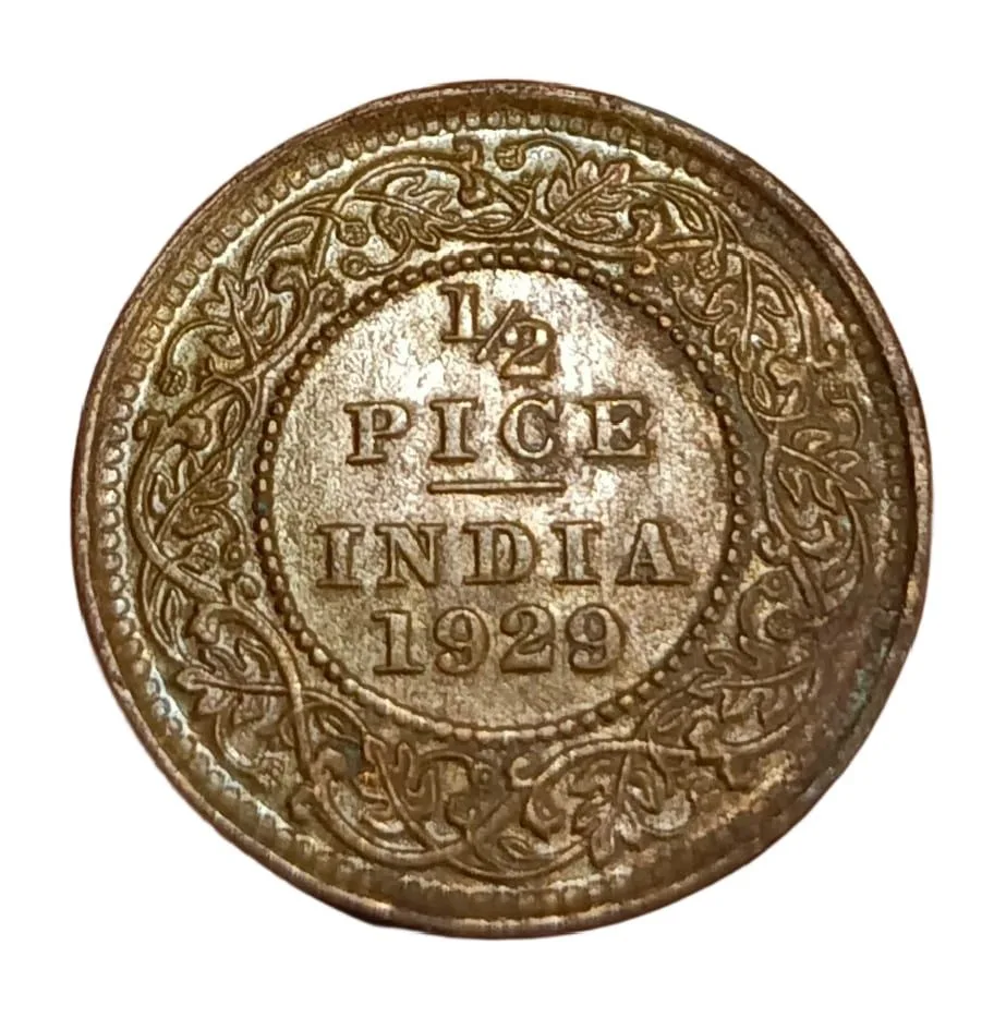 British India Copper 1/2 Pice Year 1929 King George-V High Collectable Grade.