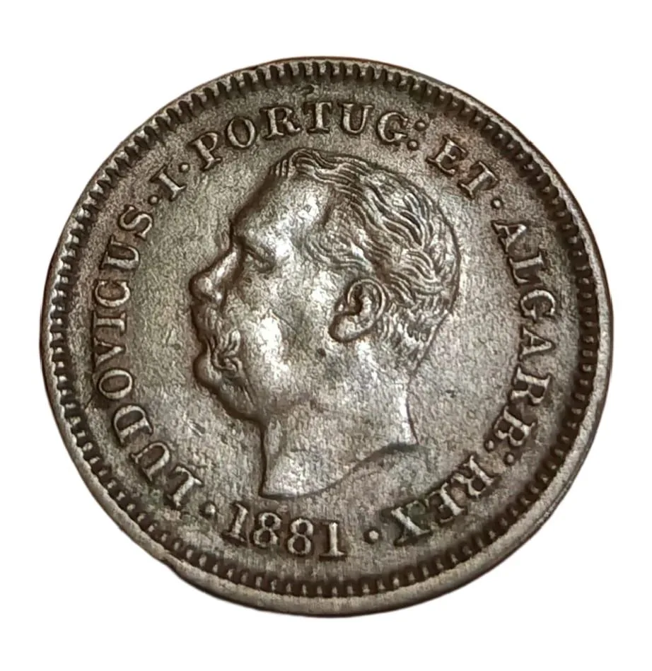 India Portuguese Copper 1/4 Tanga Year 1881 Ludovicus-I in High Collectable Grade.