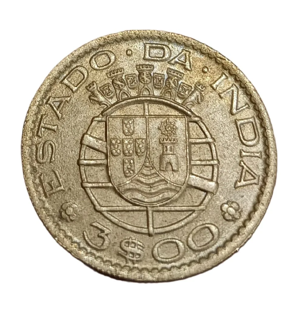 India Portuguese Cu/Ni 3 Estado Year 1959 **Scare** High Collectable Grade.