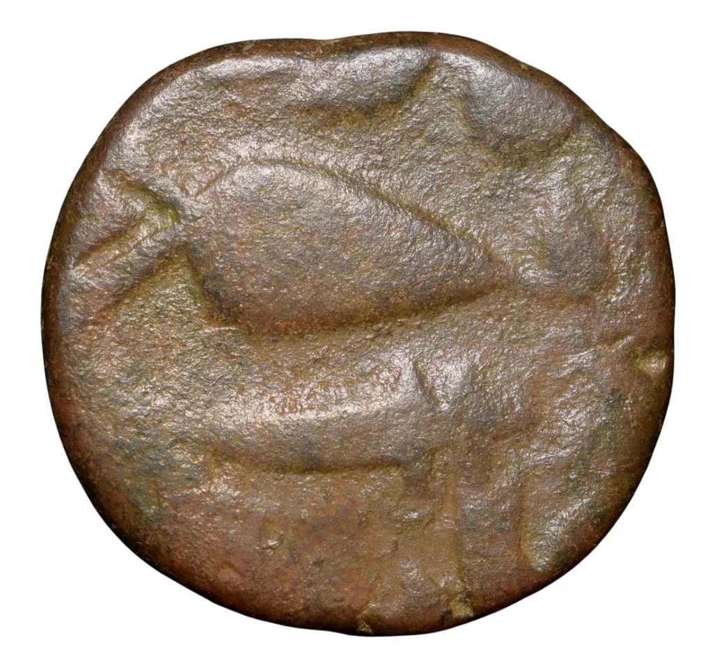 Copper Paisa of Gwalior State of Jawad Mint (17th - 18th Cen. AD) With Fish Unlisted Rare