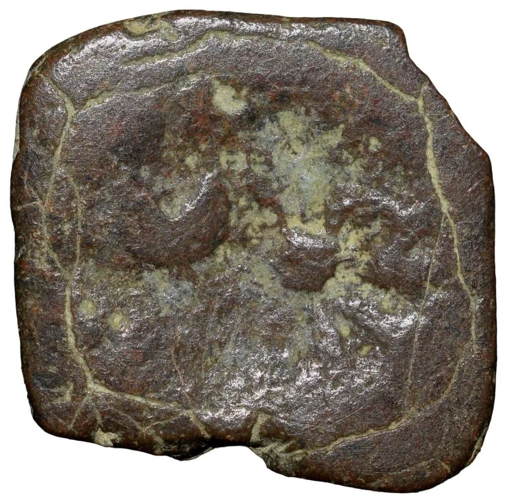 Lead Coin of Chastana (1st Cen. AD) of Western Kshatrapa with Sun & Moon