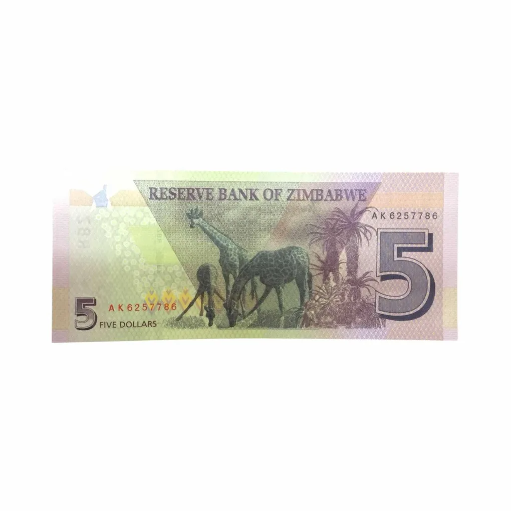 Zimbawe 5 Dollar World Banknote Ending 786 Gem Unc Very Unique and Rare