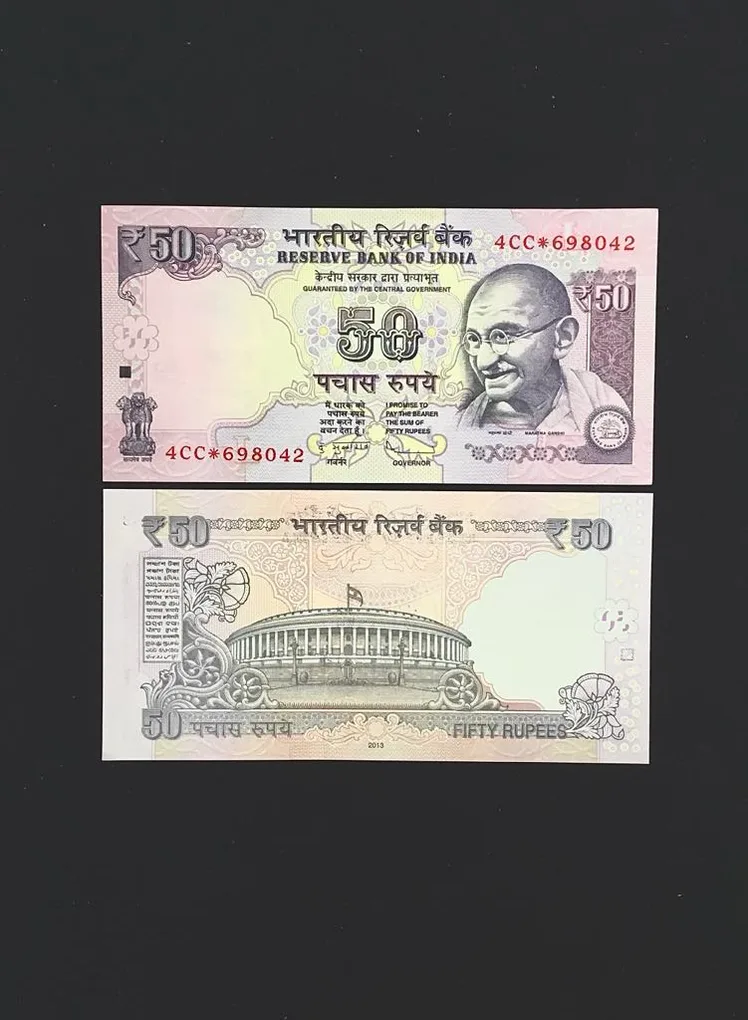 FS 28 Rs 50 Star Replacement Issue Signed by D Subbarao Inset L Year 2013 Issue Prefix 4CC Gem Unc