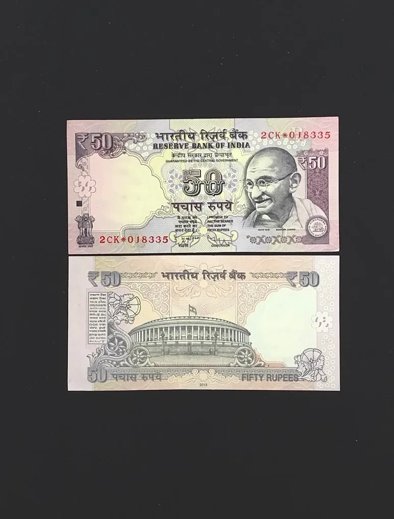 FS 31 Rs 50 Star Replacement Issue Signed by D Subbarao Inset R Year 2013 Issue Prefix 2CK Gem Unc
