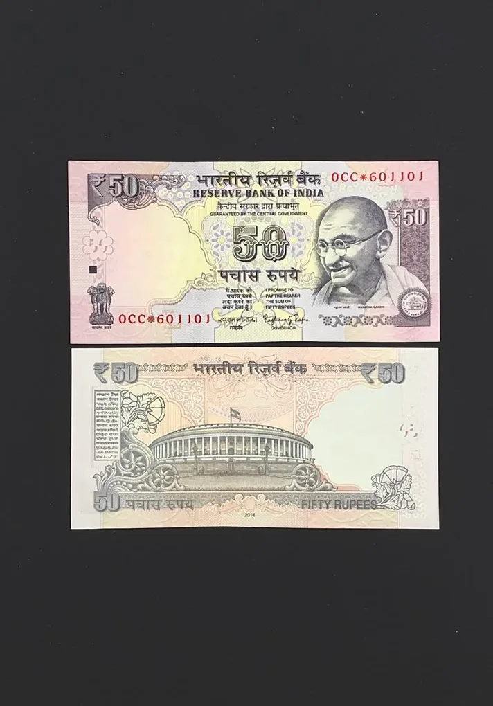 FS 34 Rs 50 Star Replacement Issue Signed by Raghuram Rajan Inset L Year 2014 Issue Prefix 0CC Gem Unc