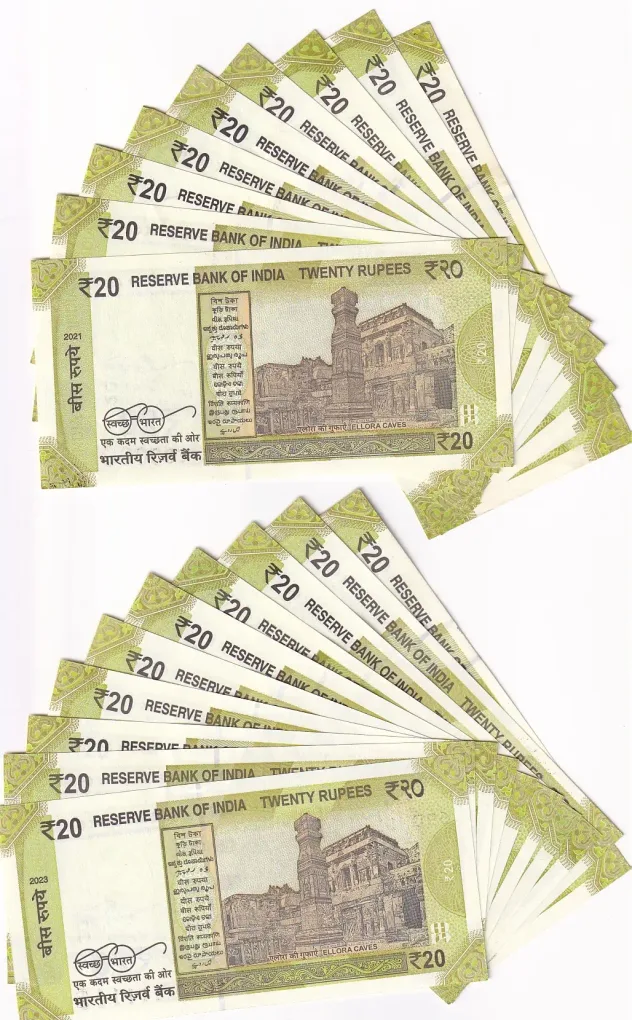 20Rupees 100000 to 900000, 111111 to 1000000 Nineteen Fancy Numbers UNC Notes Set Rare