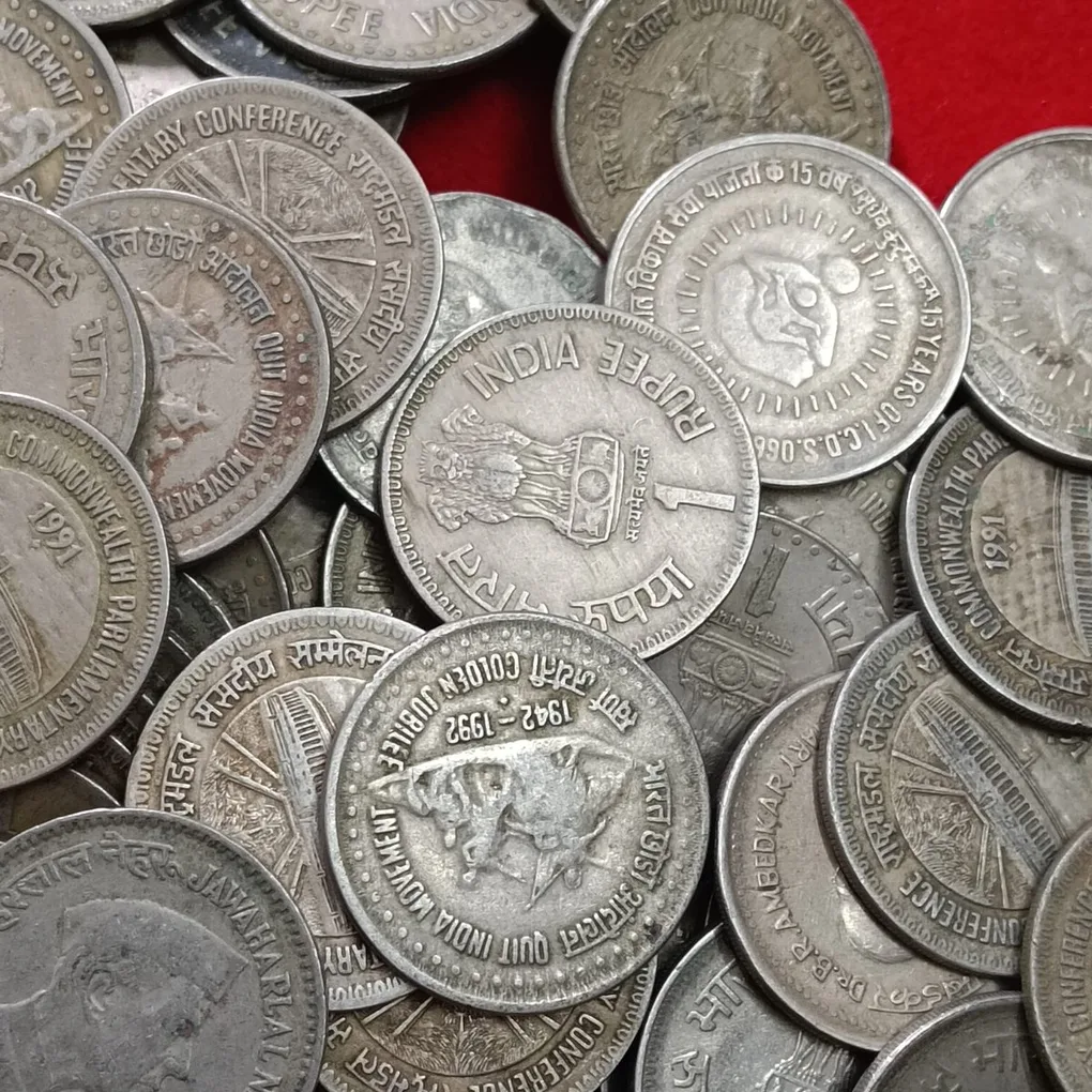 One And Two Rs Scare Future Rare Coins All Coins Hyderabad Mint 1 Single Mint Parliament 1 Rs Bombay Mint 50 Pcs Given